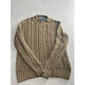Polo Ralph Lauren Cable Knit Sweater Brown Cotton Acrylic Hemp Size S